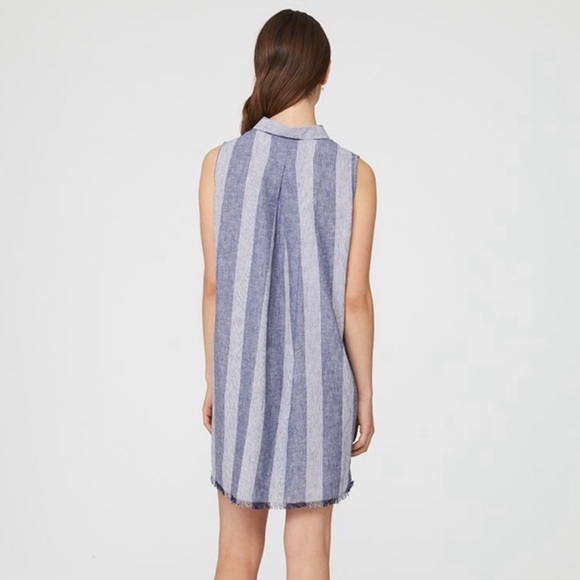 beachlunchlounge Anthropology Zena Linen Blend Distressed Hem Shirt Dress SZ S/P - Picture 2 of 9